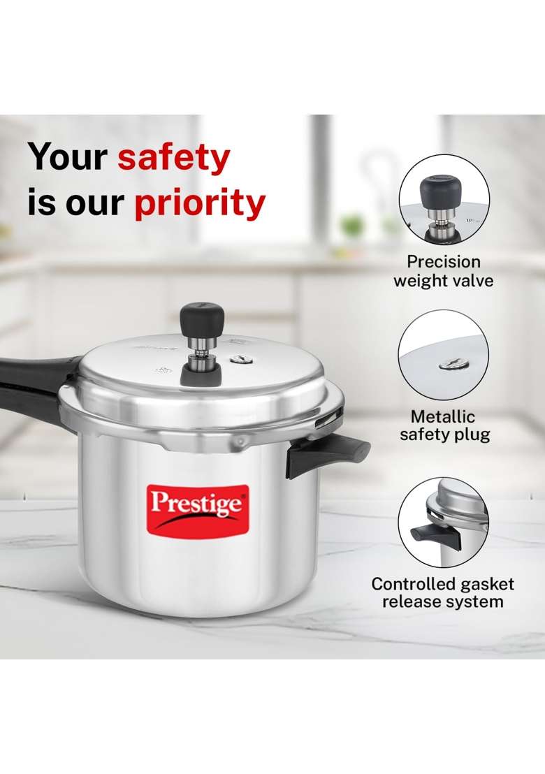 Prestige Aluminium Popular Outerlid Pressure Cooker | 5 L | 5.3 Qt - Indya