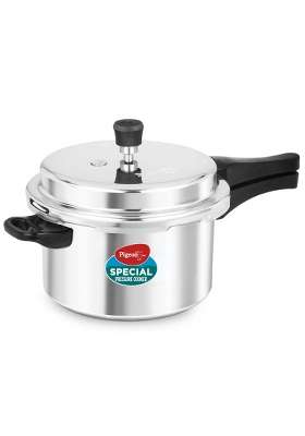 Pigeon By Stovekraft Aluminium Pressure Cooker Non Induction Base Outer Lid Cooker | 5 L | 5.3 Qt