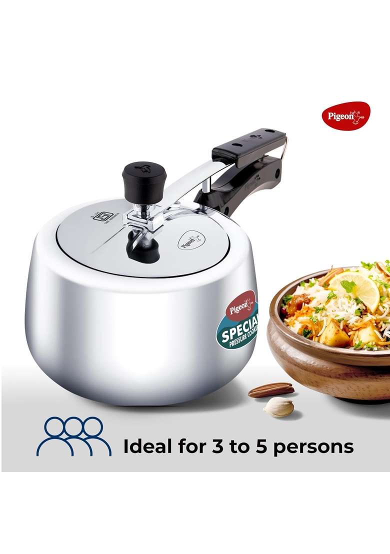 Pigeon By Stove Kraft Special Plus Aluminium Inner Lid Induction Base Pressure Cooker | 3 L | 3.2 Qt - Indya
