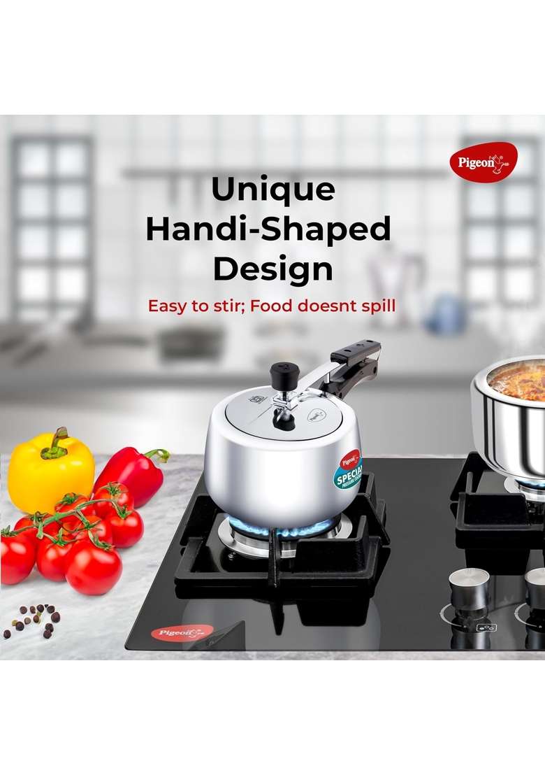 Pigeon By Stove Kraft Special Plus Aluminium Inner Lid Induction Base Pressure Cooker | 3 L | 3.2 Qt - Indya