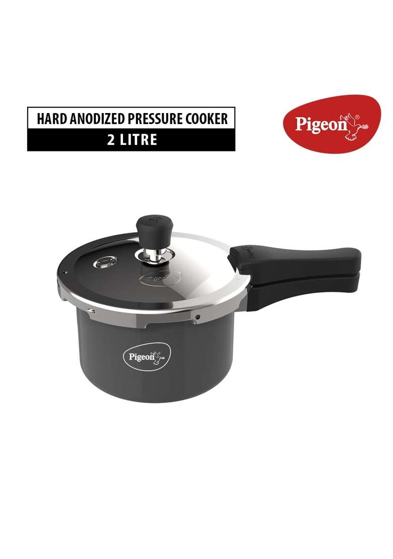 Pigeon Aluminium Hard Anodised Pressure Cooker Outer Lid with Induction Base | 1.5 L | 1.6 Qt - Indya