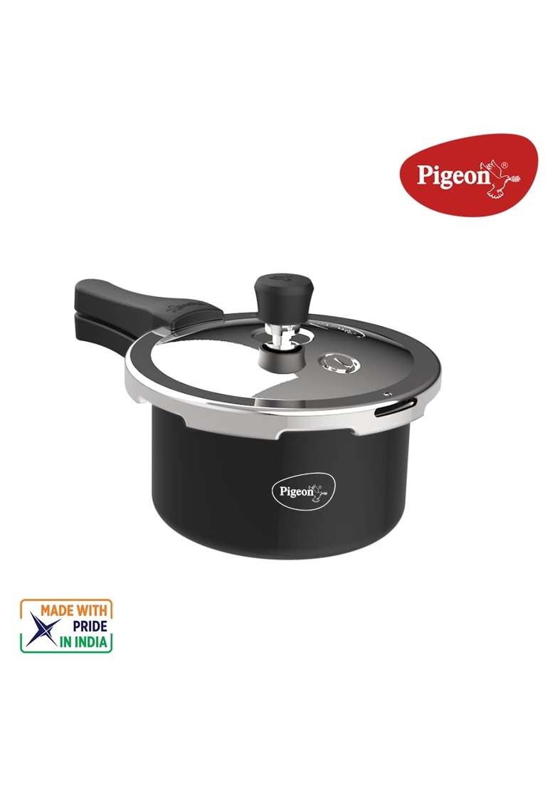 Pigeon Aluminium Hard Anodised Pressure Cooker Outer Lid with Induction Base | 1.5 L | 1.6 Qt - Indya