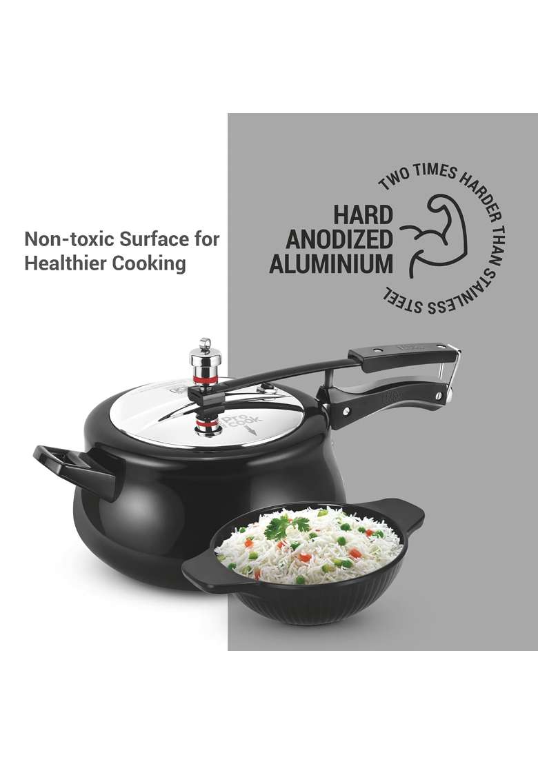 MILTON Pro cook Induction Cookware and Gas Stove Friendly Hard Anodized Royal Curve Pressure | 5 L | 5.3 Qt - Indya