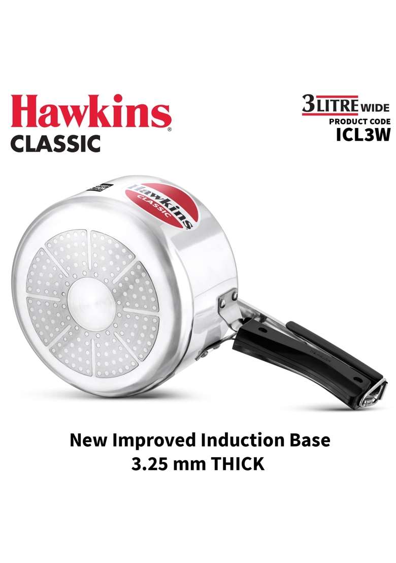 Hawkins Classic Inner Lid Aluminium Pressure Cooker | 3 L | 3.2 Qt | Induction Compatible - Indya