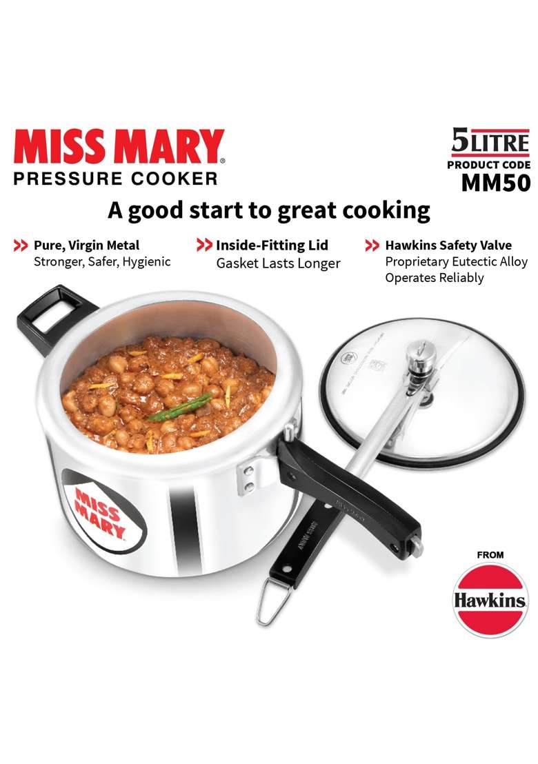 Hawkins Miss Mary Aluminium Pressure Cooker | 5 L | 5.3 Qt - Indya