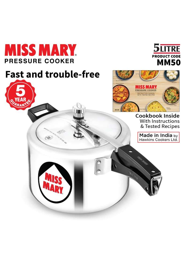 Hawkins Miss Mary Aluminium Pressure Cooker | 5 L | 5.3 Qt - Indya
