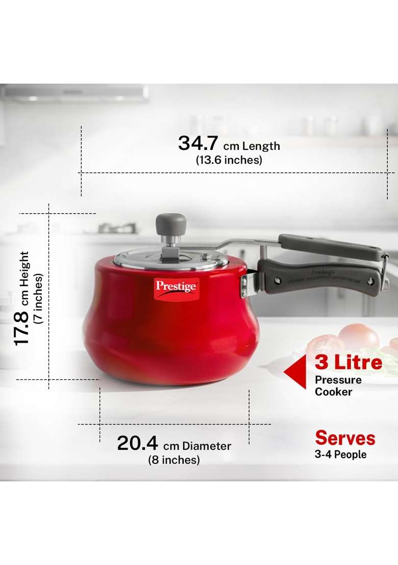 Prestige Aluminium Nakshatra Duo Inner Lid Pressure Cooker | 3 L | 3.2 Qt | Induction Compatible - Indya
