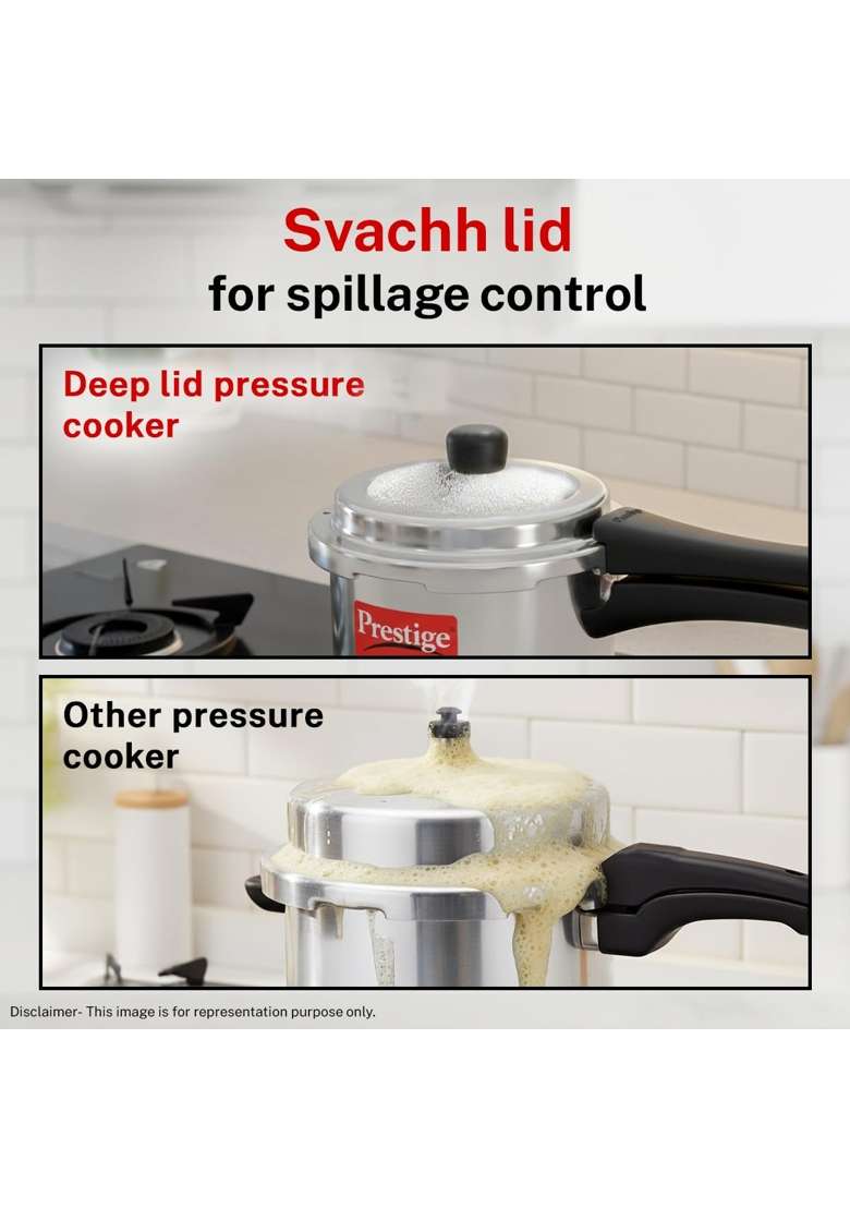 Prestige Aluminium Popular Svachh Outerlid Pressure Cooker | 2 L | 2.1 Qt - Indya