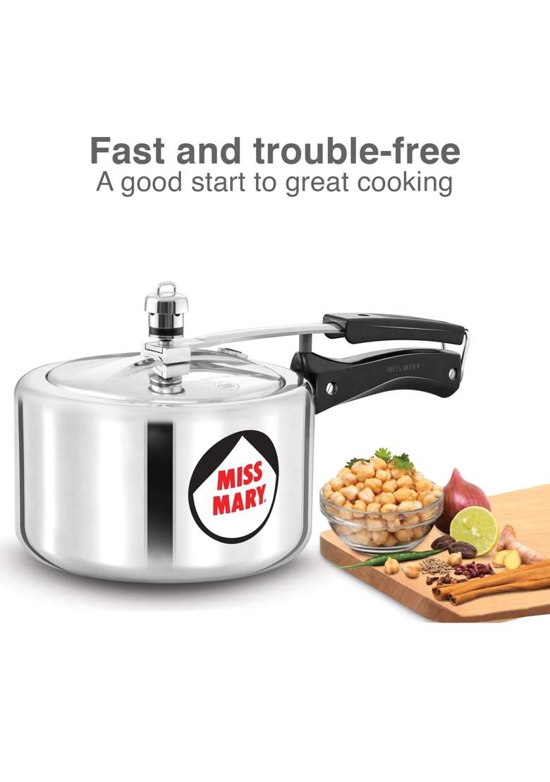 Hawkins Miss Mary Aluminium Pressure Cooker | 3 L | 3.2 Qt | Induction Compatible - Indya