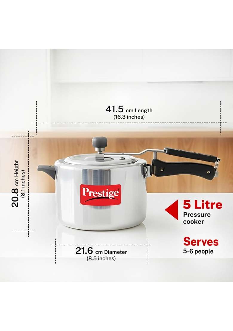 Prestige Aluminium Nakshatra Svachh Innerlid Pressure Cooker | 5 L | 5.3 Qt - Indya