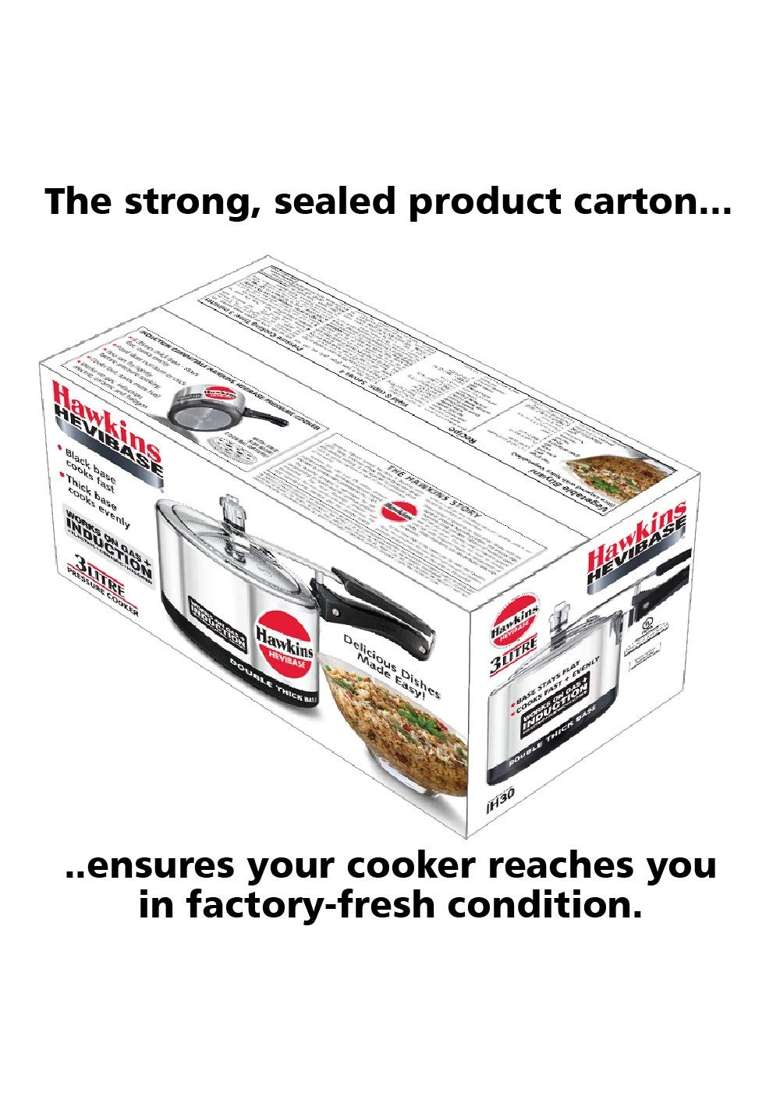 Hawkins Aluminium Hevibase Pressure Cooker | 3 L | 3.2 Qt | Induction Compatible - Indya