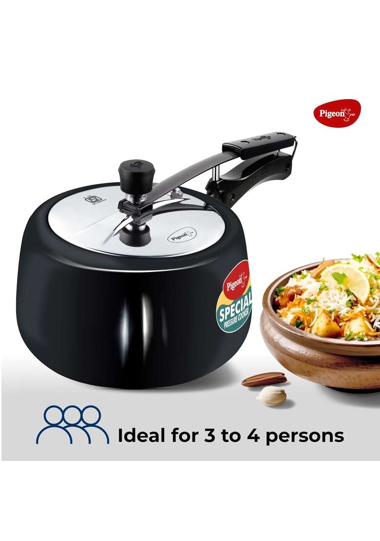 Pigeon By Stovekraft Hard Anodised Aluminium Inner Lid Cooker | 3 L | 3.2 Qt | Induction Compatible - Indya