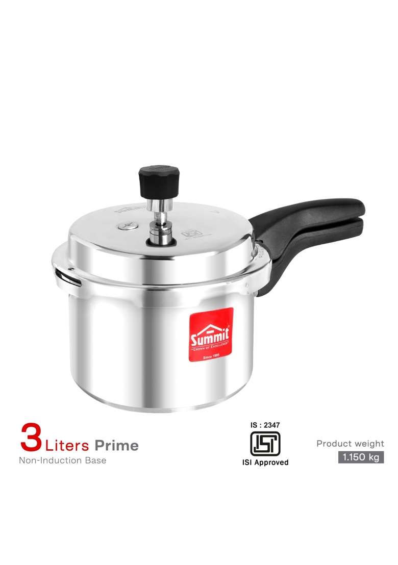 SUMMIT Outer Lid Prime Non Induction Base Aluminium Pressure Cooker | 3 L | 3.2 Qt - Indya