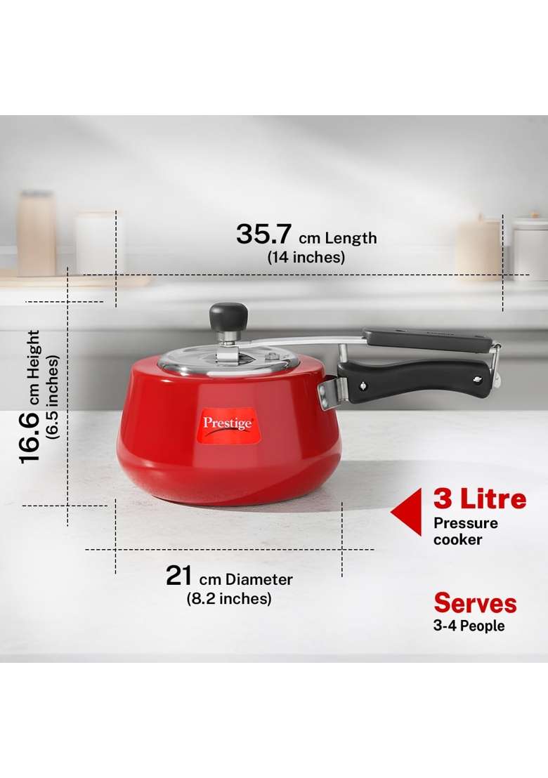 Prestige Nakshatra Cute Red Duo Svachh Aluminium Inner Lid Pressure Cooker | 3 L | 3.2 Qt - Indya