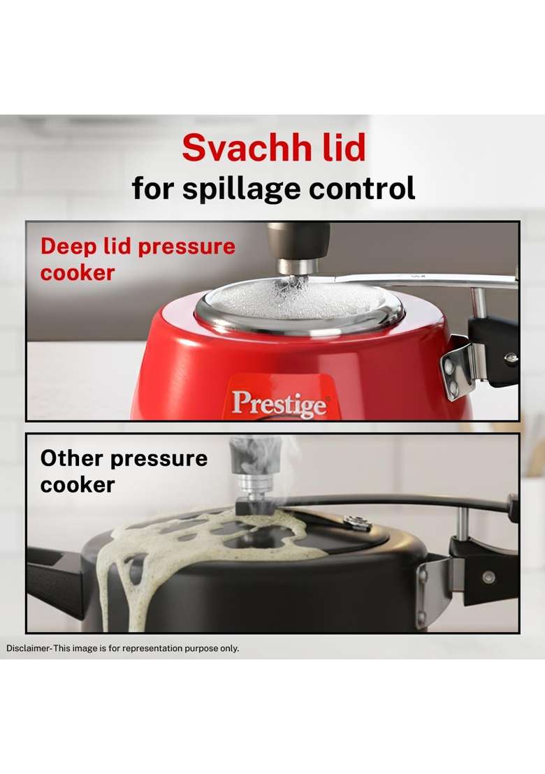 Prestige Nakshatra Cute Red Duo Svachh Aluminium Inner Lid Pressure Cooker | 3 L | 3.2 Qt - Indya