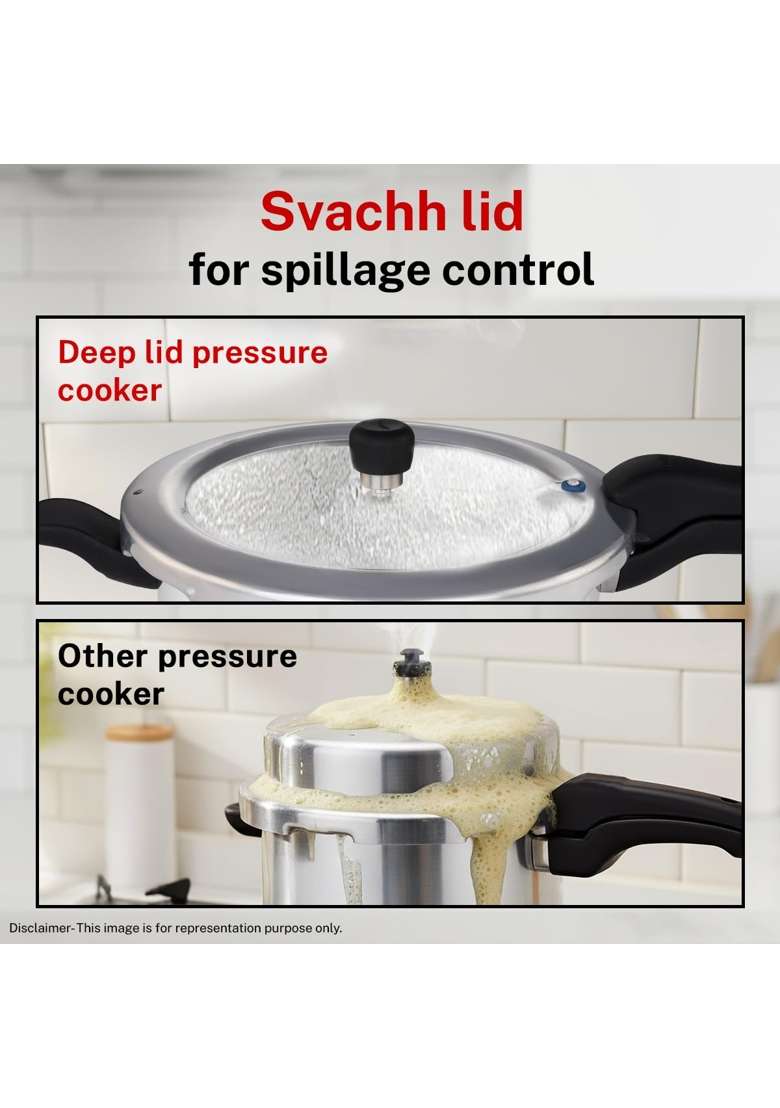 Prestige Svachh Aluminium Senior Deep Pan Outer Lid Pressure Cooker | 5 L | 5.3 Qt - Indya
