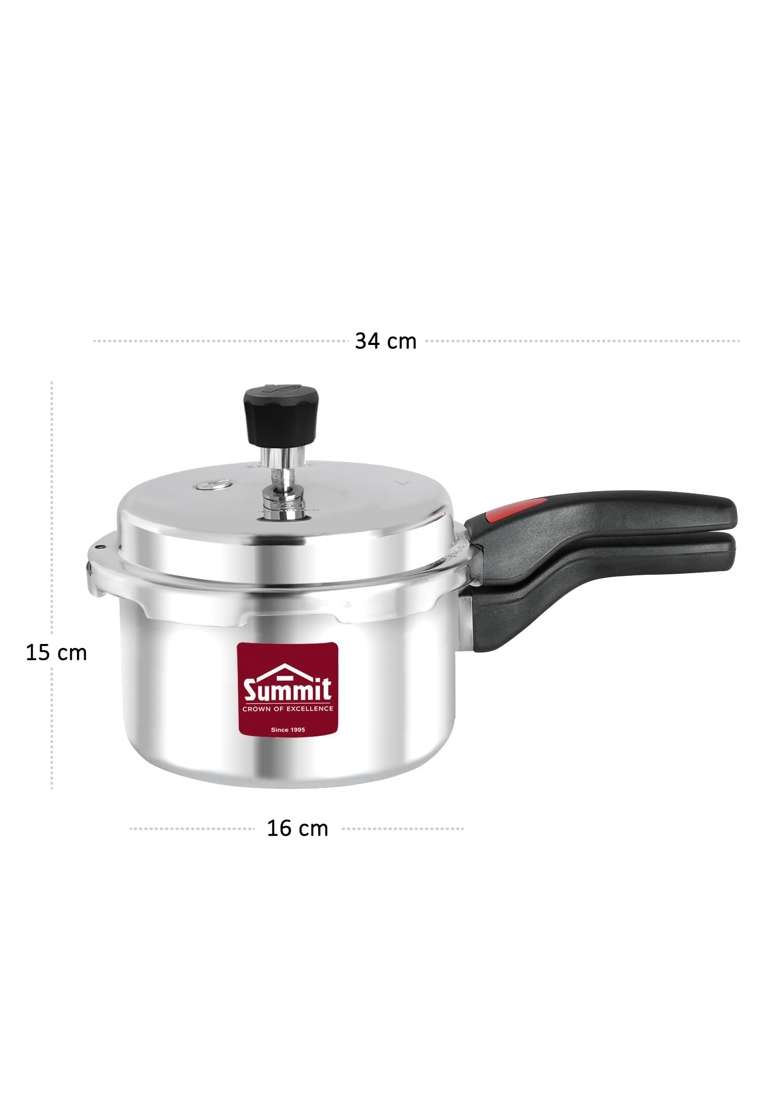 SUMMIT Outer Lid Induction Base Supreme Aluminium Pressure Cooker | 2 L | 2.1 Qt - Indya