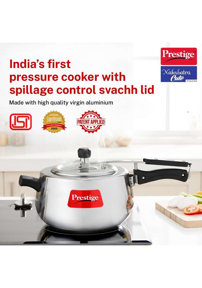 Prestige Nakshatra Cute Svachh Aluminium Inner Lid Pressure Cooker | 5 L | 5.3 Qt - Indya