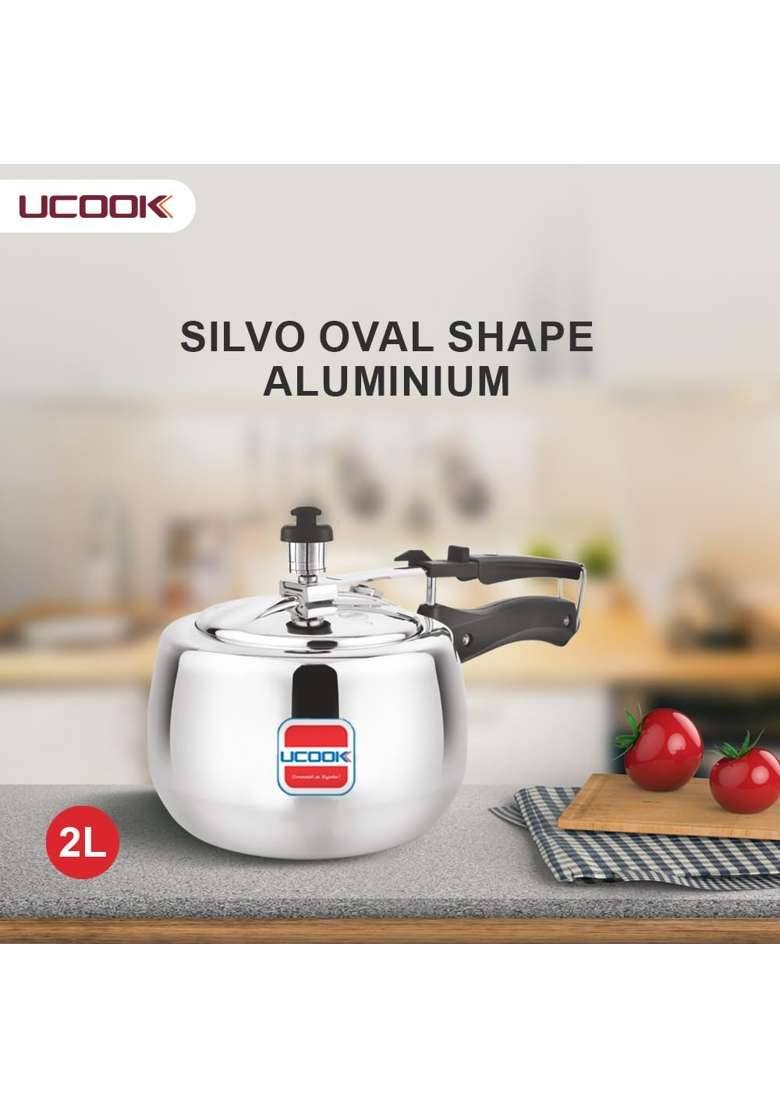 UCOOK By United Ekta Group Silvo Bulging Shape Aluminium Inner Lid Non-Induction | 2 L | 2.1 Qt - Indya