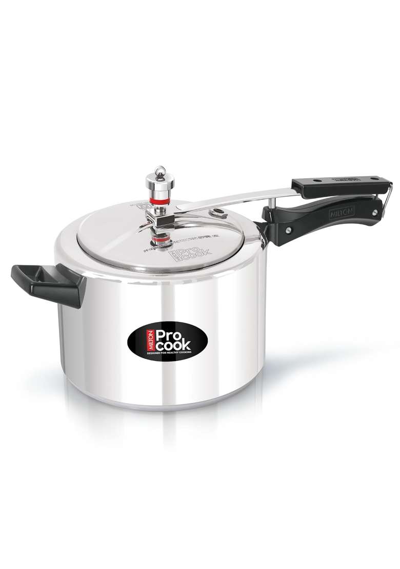 MILTON Pro cook Induction Cookware and Gas Stove Friendly Aluminium Pressure Cooker with Inner Lid | 5 L | 5.3 Qt | Food Safe - Indya