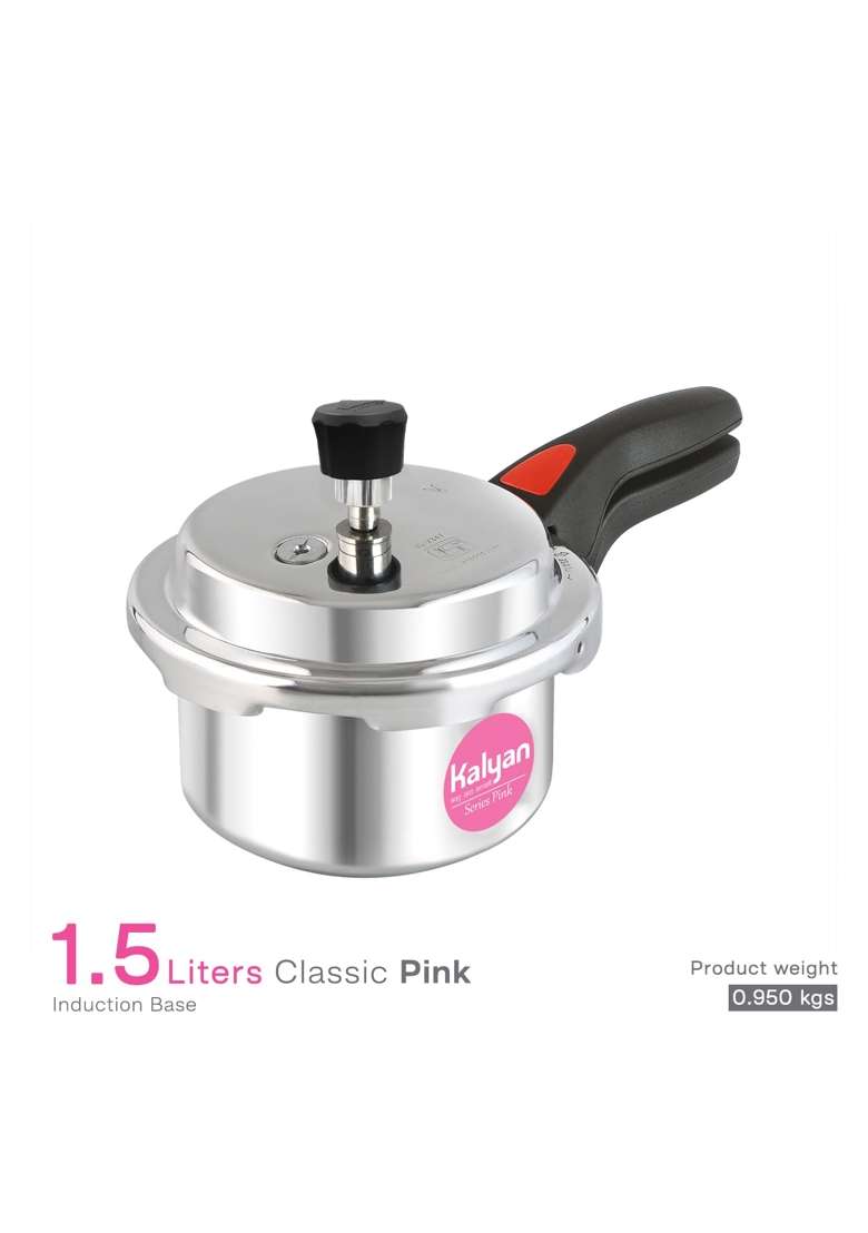 KALYAN Outerlid Induction Base Pink Series Aluminium Pressure Cooker | 1.5 L | 1.6 Qt - Indya