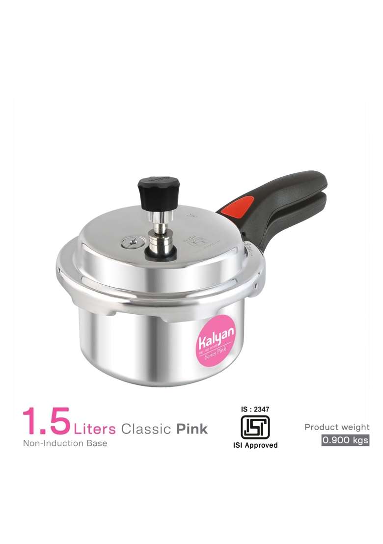 KALYAN Outerlid Non-Induction Base Pink Series Aluminium Pressure Cooker | 1.5 L | 1.6 Qt - Indya