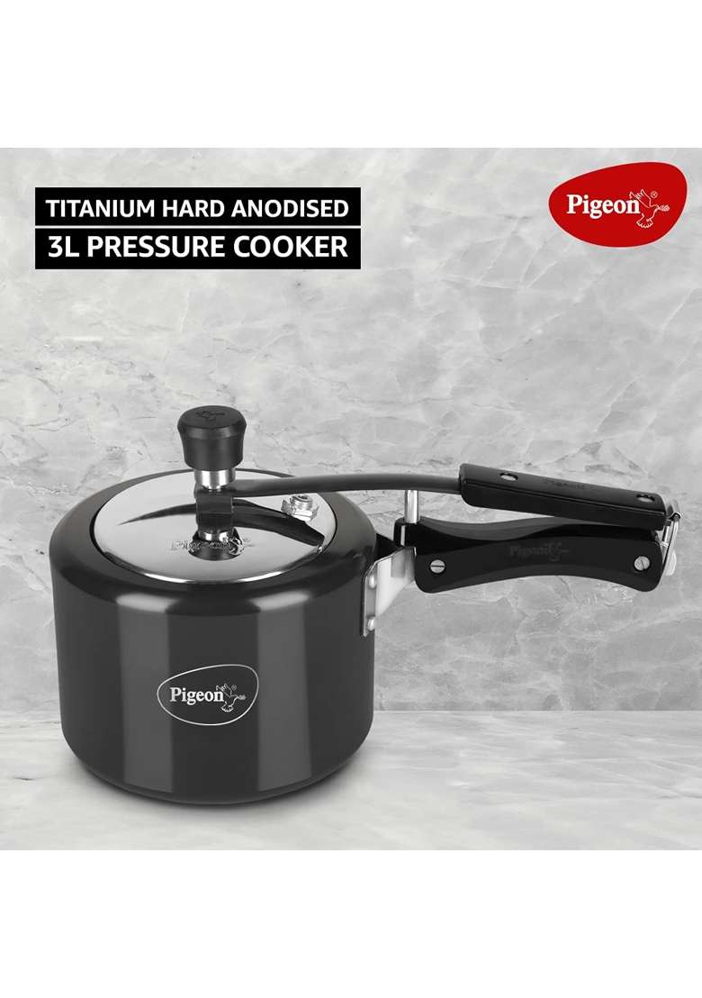 Pigeon By Stovekraft Titanium Induction Base Inner Lid Hard Anodised Aluminium | 3 L | 3.2 Qt - Indya
