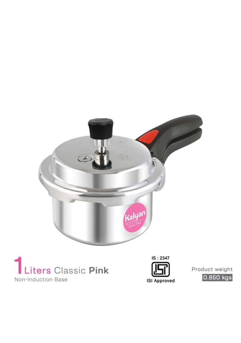 KALYAN Outerlid Non-Induction Base Pink Series Aluminium Pressure Cooker | 1 L | 1.1 Qt - Indya