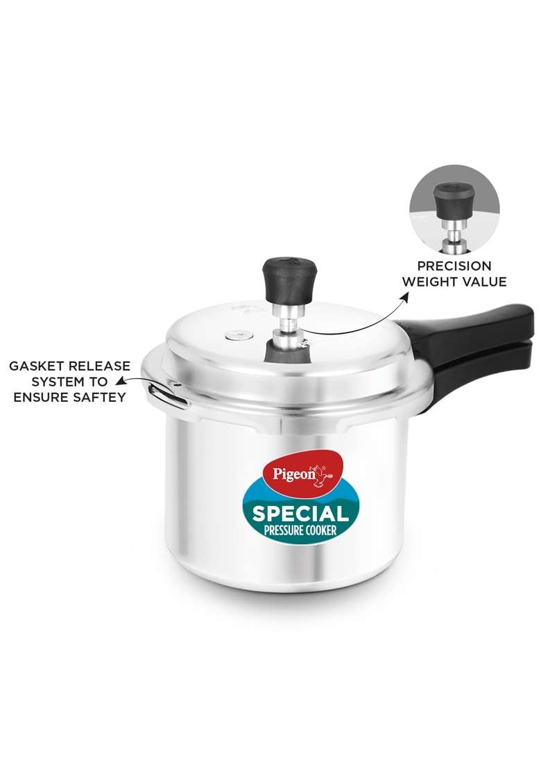 Pigeon By Stovekraft 12260 Induction Base Outer Lid Aluminium Pressure Cooker | 3 L | 3.2 Qt - Indya
