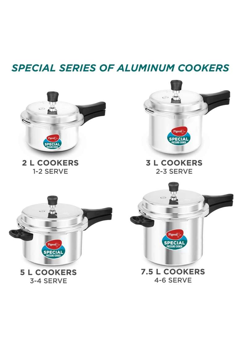 Pigeon By Stovekraft 12260 Induction Base Outer Lid Aluminium Pressure Cooker | 3 L | 3.2 Qt - Indya