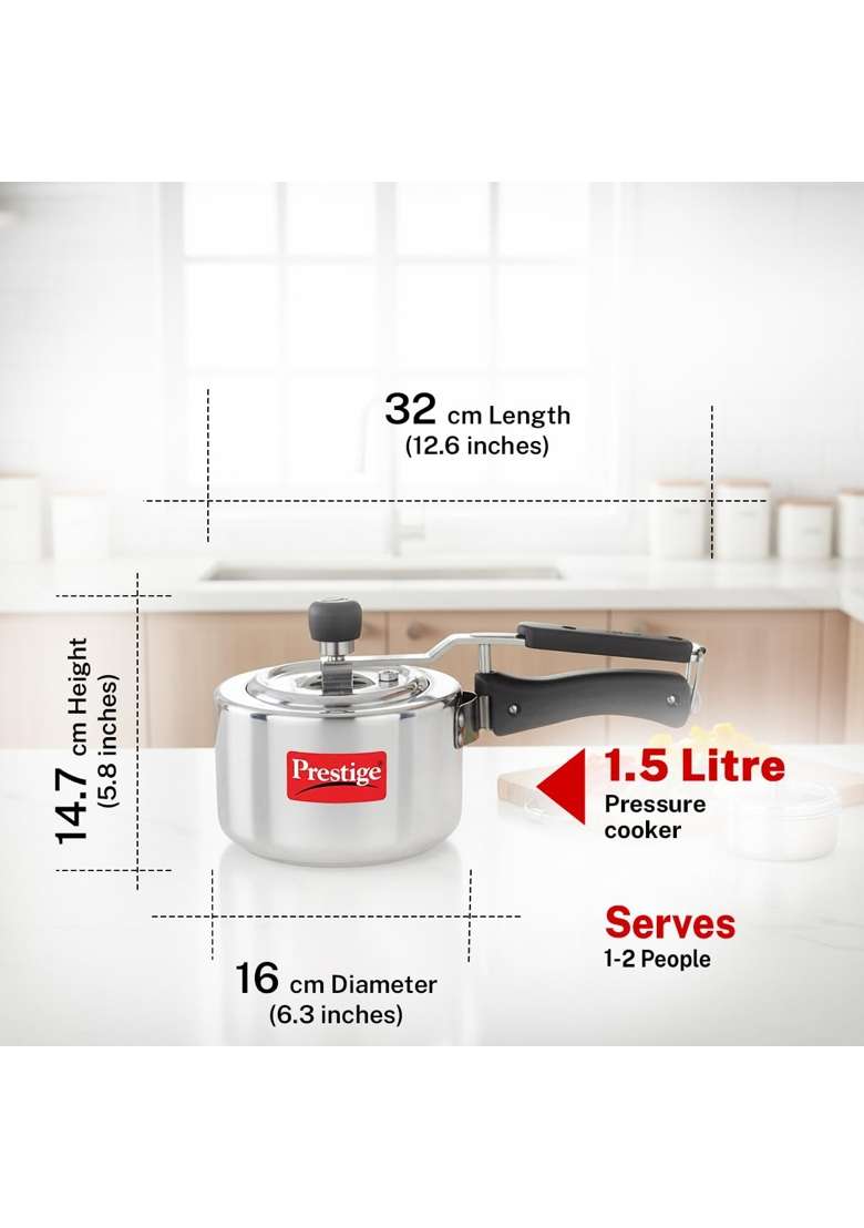 Prestige Aluminium Nakshatra Svachh Innerlid Pressure Cooker | 1.5 L | 1.6 Qt - Indya