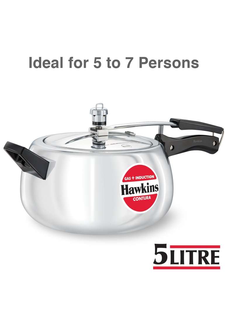 Hawkins Aluminium Contura Pressure Cooker | 5 L | 5.3 Qt | Induction Compatible - Indya