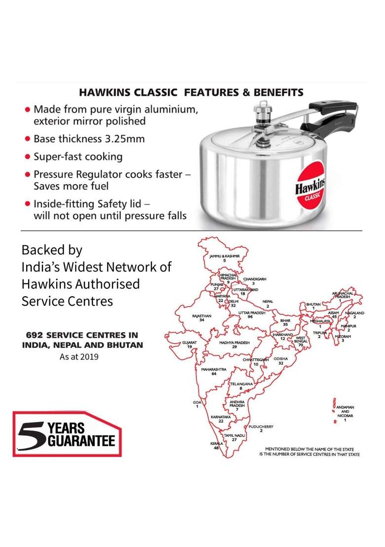 Hawkins Classic Pressure Cooker | 3 L | 3.2 Qt - Indya