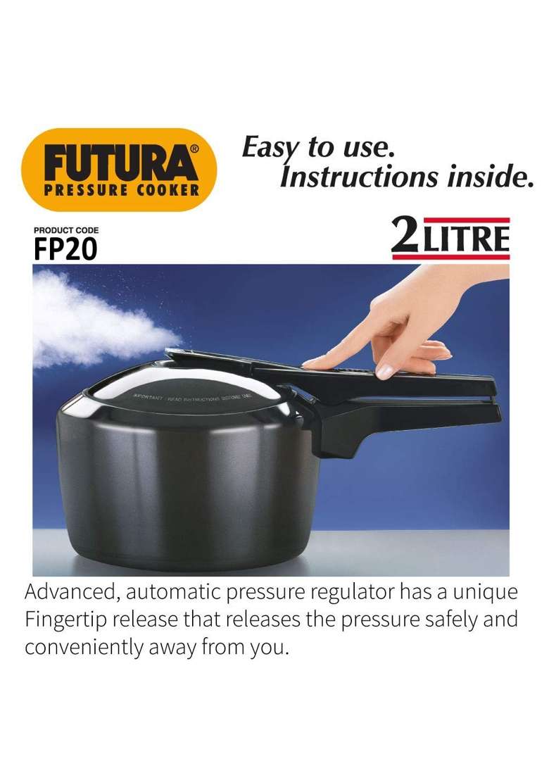 Hawkins Fp20 Futura Hard Anodised Aluminium Inner Lid Pressure Cooker | 2 L | 2.1 Qt - Indya