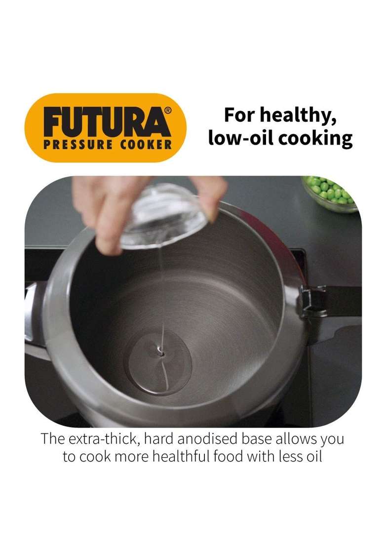 Hawkins Fp20 Futura Hard Anodised Aluminium Inner Lid Pressure Cooker | 2 L | 2.1 Qt - Indya