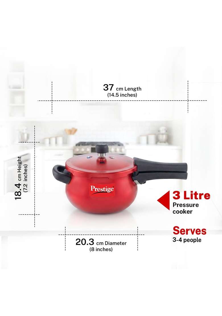 Prestige Deluxe Plus Outerlid Mini Pressure Cooker | 3 L | 3.2 Qt | Induction Compatible - Indya