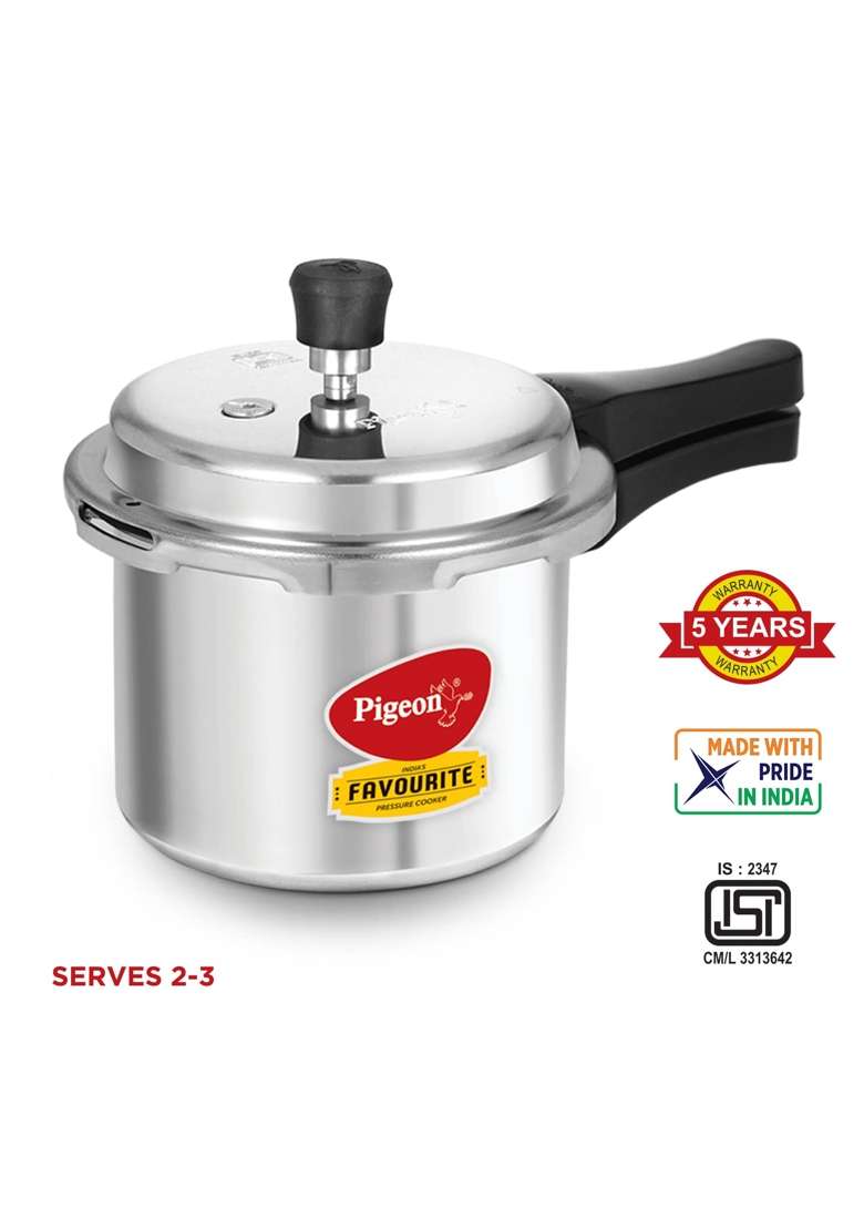 Pigeon By Stovekraft Special Aluminium Pressure Cooker with Outer Lid Induction | 3 L | 3.2 Qt | Pack of 2 - Indya