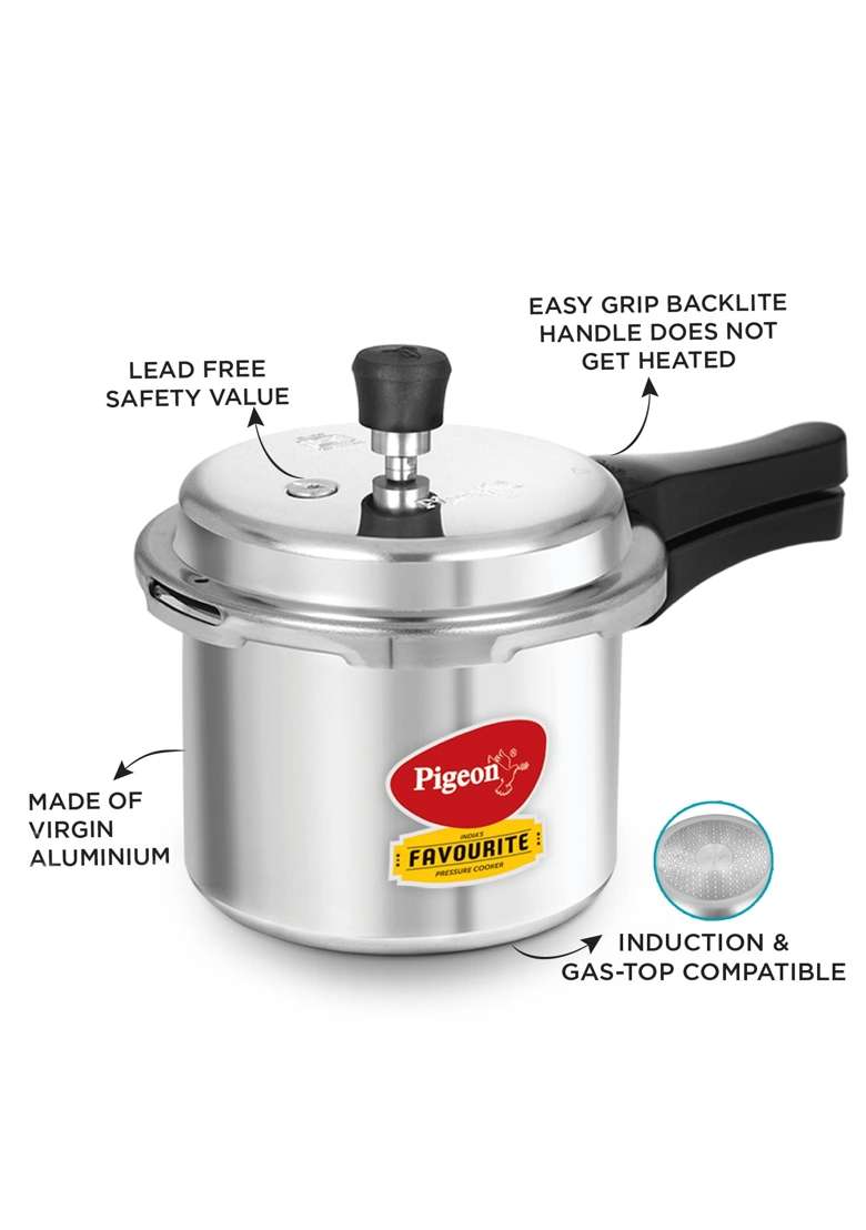 Pigeon By Stovekraft Special Aluminium Pressure Cooker with Outer Lid Induction | 3 L | 3.2 Qt | Pack of 2 - Indya
