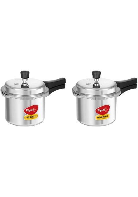 Pigeon By Stovekraft Special Aluminium Pressure Cooker with Outer Lid Induction | 3 L | 3.2 Qt | Pack of 2