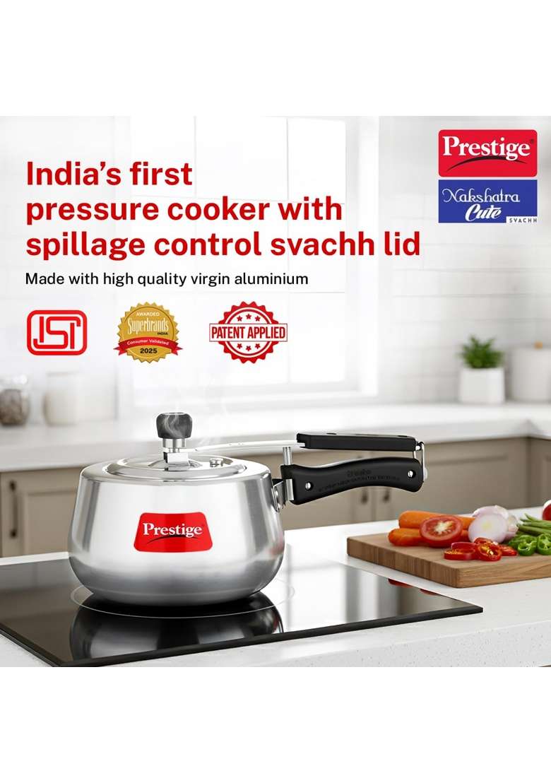 Prestige Nakshatra Cute Svachh Aluminium Inner Lid Pressure Cooker | 3 L | 3.2 Qt - Indya