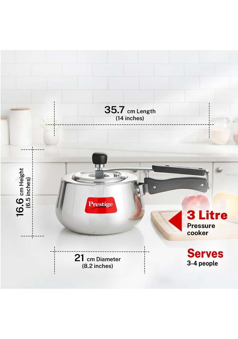 Prestige Nakshatra Cute Svachh Aluminium Inner Lid Pressure Cooker | 3 L | 3.2 Qt - Indya