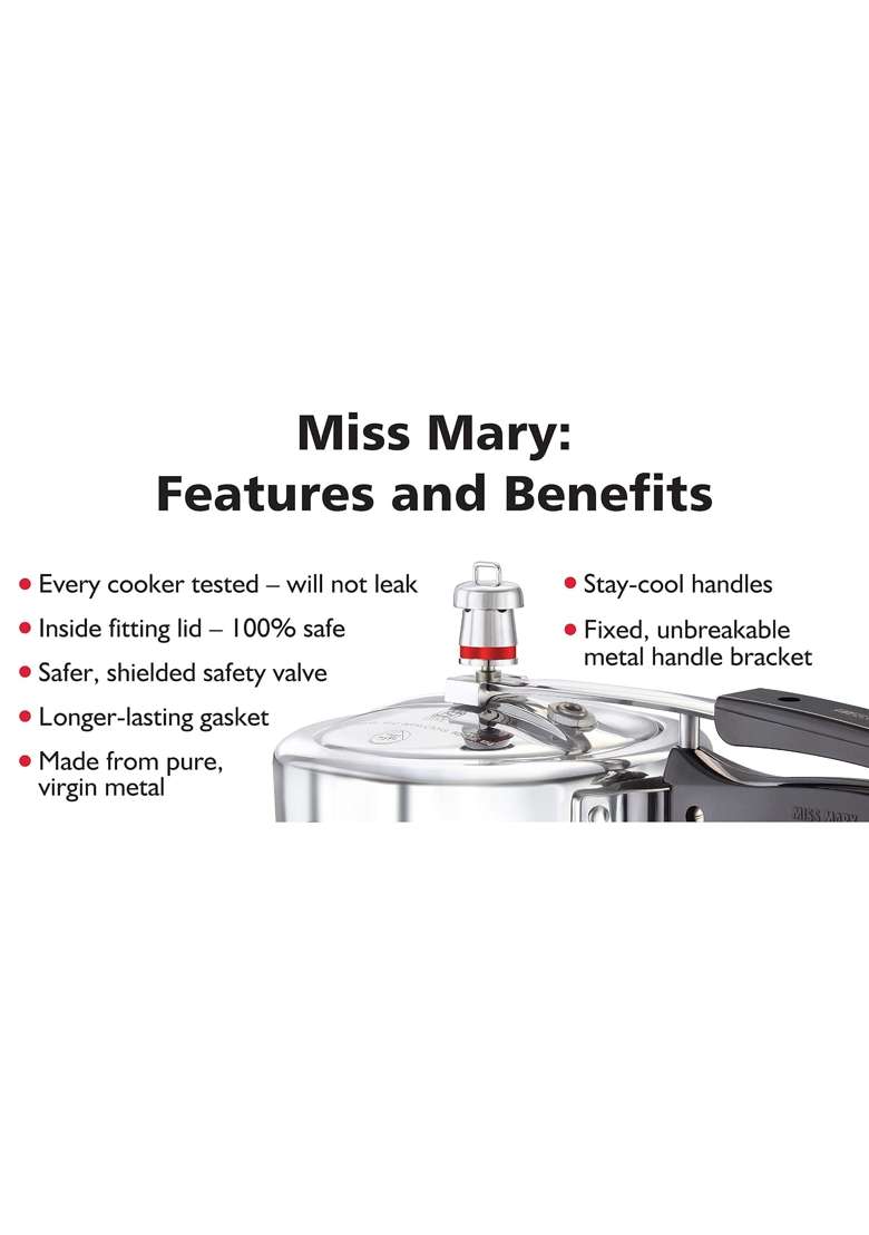 Hawkins Miss Mary Aluminium Pressure Cooker | 3 L | 3.2 Qt - Indya
