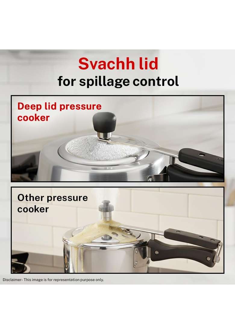 Prestige Nakshatra Plus Svachh Aluminium Straight Wall Inner Lid Pressure Cooker | 5 L | 5.3 Qt - Indya