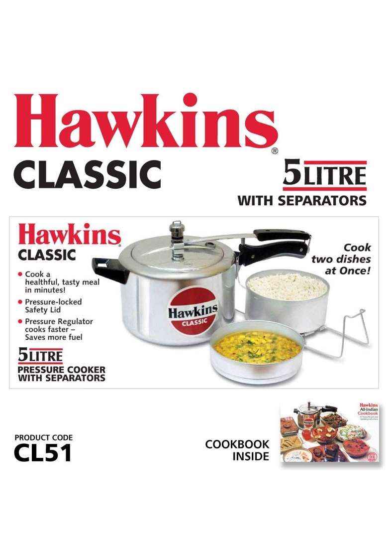 Hawkins Classic Pressure Cooker | 5 L | 5.3 Qt - Indya