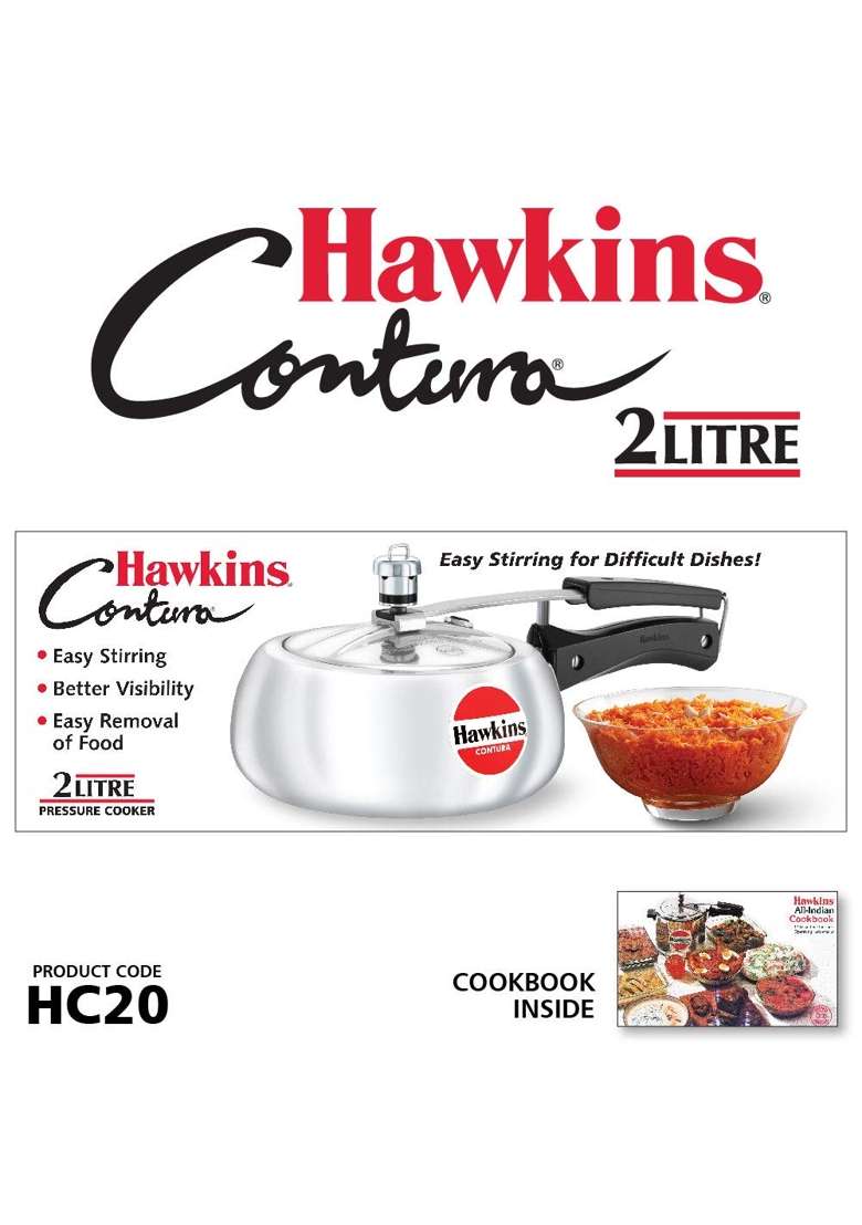Hawkins Aluminium Pressure Cooker | 2 L | 2.1 Qt - Indya