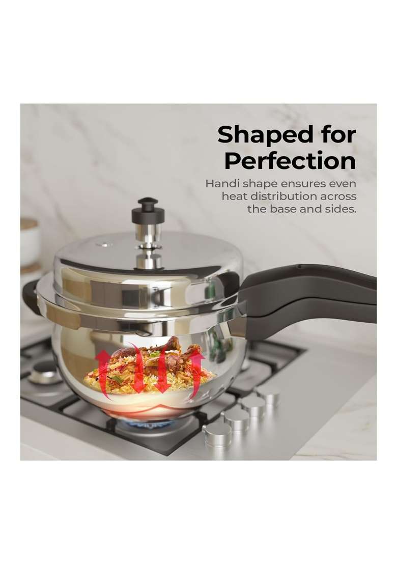 Lifelong Stainless Steel Curve Pressure Cooker | 5 L | 5.3 Qt | Induction Compatible - Indya