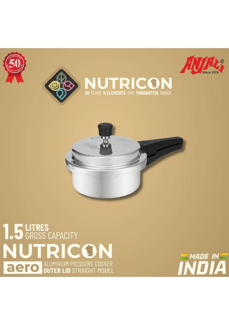 ANJALI Aero Straight Aluminium Pressure Cooker | 1.5 L | 1.6 Qt - Indya