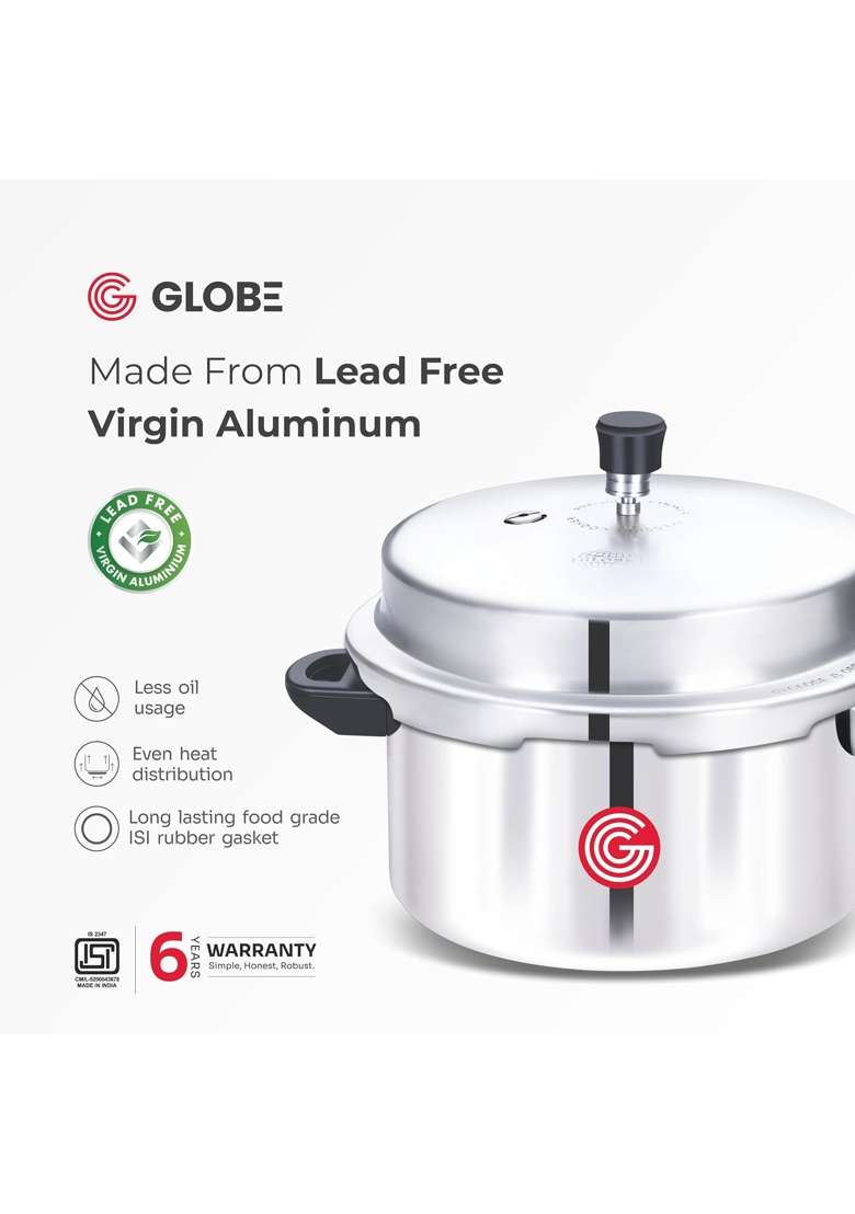 GLOBE Eagle Aluminium Inner Lid Pressure Cooker | 5 L | 5.3 Qt - Indya