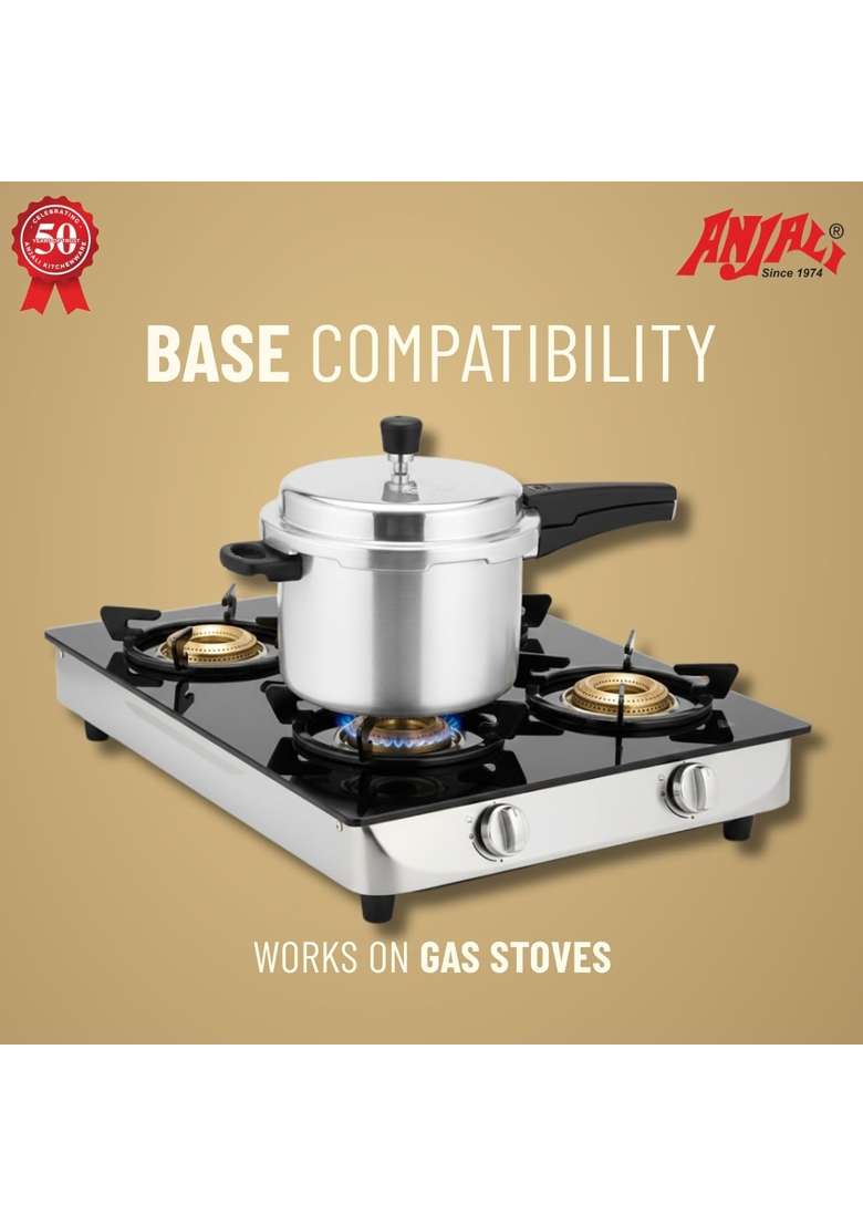 ANJALI Aero Straight Aluminium Pressure Cooker | 5 L | 5.3 Qt - Indya