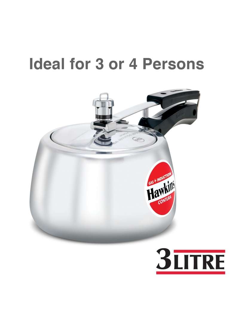 Hawkins Contura Pressure Cooker | 3 L | 3.2 Qt | Induction Compatible - Indya